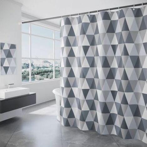 Rideau de douche triangulaire 180 cm de largeur 200 cm de hauteur, fourniture pour commerce transfrontalier, rideau de douche en polyester imperméable et épais (1/3)