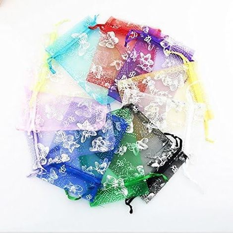 Sachets en organza - Noname - Papillon - 13 x 18 cm - 100 pièces - Cordon de serrage (1/4)