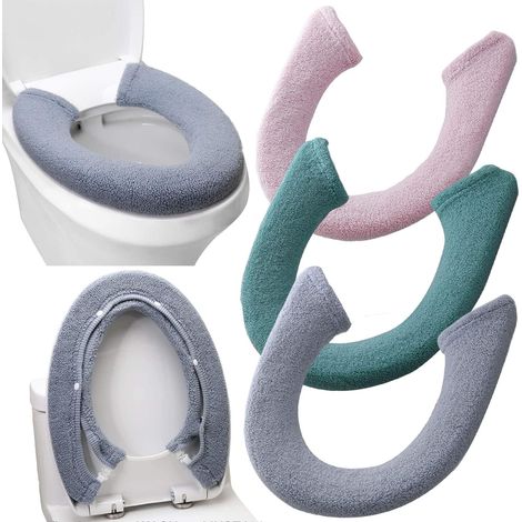 3er-Set WC-Sitzbezüge – Dicke Baumwolle mit Druckknöpfen – Dehnbar und waschbar – Fürs Badezimmer (1/5)