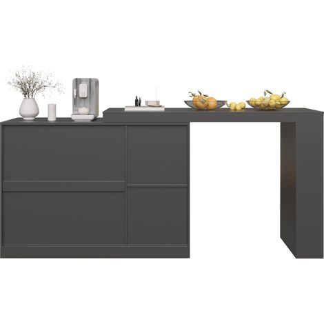 ELVMI Barschrank mit Glastür, Offenen Regalfächern und 360° Drehfunktion, für Küche und Esszimmer, aus MDF, Schwarz (1/5)