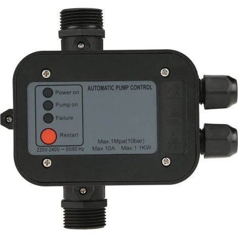 Contrôleur de pression pour pompe à eau 10 bar – Pressostat 220V sans câble – Protection contre manque d'eau – IP65 (1/5)
