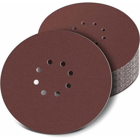 225mm Disque de Ponçage,30 Pcs Disque abrasif circulaire,8 trous Papier abrasif ponceuse,papier abrasif pour ponceuse à sec ponceuse girafe(120 240 grain) (1/4)