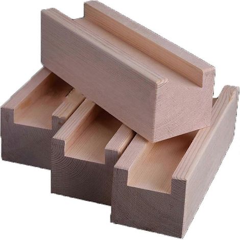 Un ensemble de 4 pieds de meubles carrés en bois massif, mesurant 10x5x10 cm, peut être utilisé pour surélever des meubles, des lits, des tables et des pieds de meubles. (1/5)