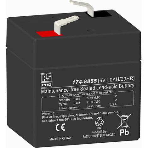 Batterie au plomb étanche RS PRO 6V 1Ah cyclique ( Prix pour Boîte de 1 ) (1/5)