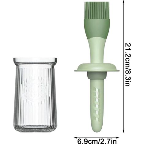 Brosse À Huile En Silicone - Brosse À Pâtisserie Haute Température - Pot En Verre Avec Couvercle Antipoussière - 21,2 X 6,9 Cm - 200 Ml - 1 Pièce (1/4)