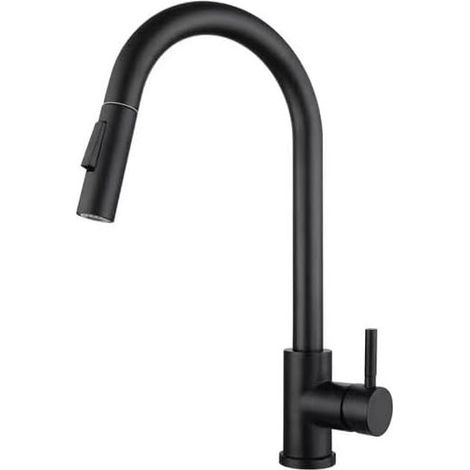 Valve Kitchen Removable with Base Removable, Standard G3/8" HAD Mixer faucet Kitchen Warm and Cold stainless steel, Rotary to 360°Mixer faucet Evier Kitchen Freely Mixer faucet (Black) (1/5)