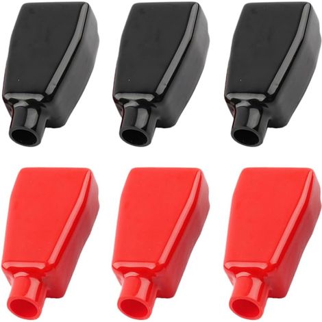 6 Pièces Couvercles Bornes Batterie, Bornes Batterie Protecteur Positif Et Négatif, Bouchons De Protection Pour Batterie De Voiture, Cache-Bornes D'isolateurs PVC Pour Pôle Batteries Voiture (1/5)