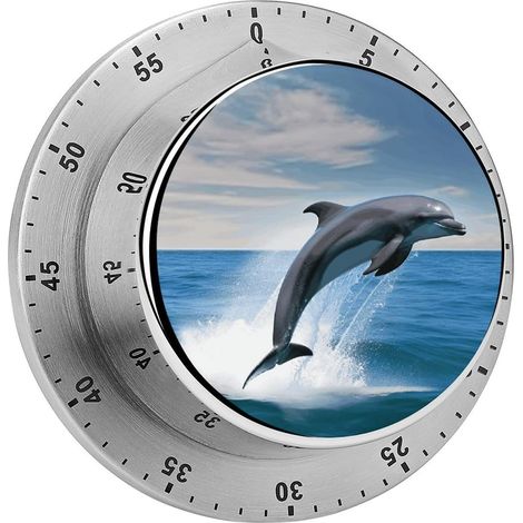 Minuteur dauphin sauteur en acier inoxydable avec base (1/5)