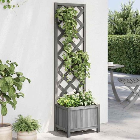 vidaXL Jardinera con enrejado 40x30x135 cm madera maciza de abeto (1/5)