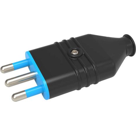 Spina 16A 2P+T con cavo assiale nero