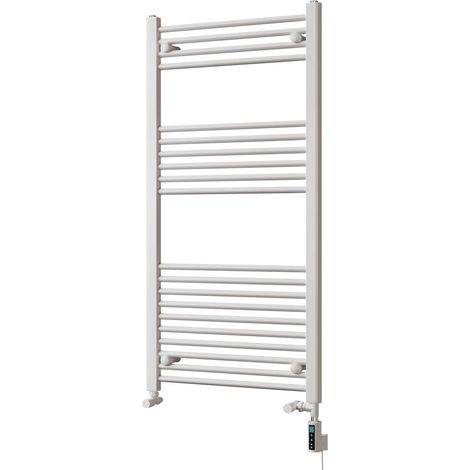 Zennor - White Dual Fuel Towel Rail H1200mm x W600mm Thermostatic WIFI - Straight (1/3)