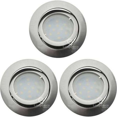 Lot de 3 Spot Led Encastrable Complete Satin Orientable lumière Blanc Chaud eq. 50W ref.209 (1/5)