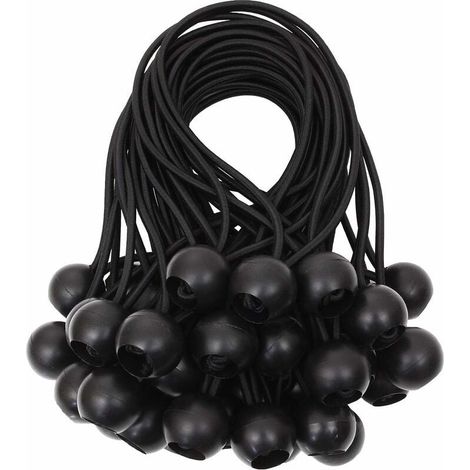 Tendeur de bache Tendeurs à boule tendeur élastique tendeur en caoutchouc pour bannière, bache, pavillon, tente, rideaux Harnais d’extension, support de bache Blanc, 15cm (Noir, 40pcs) (1/5)