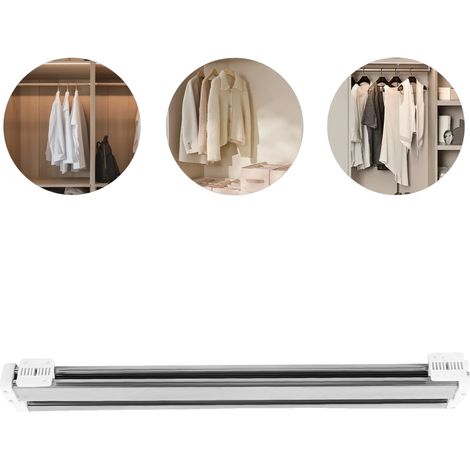 Porte-vêtements de rangement, longueur réglable, haute capacité de charge, Argent (1/2)