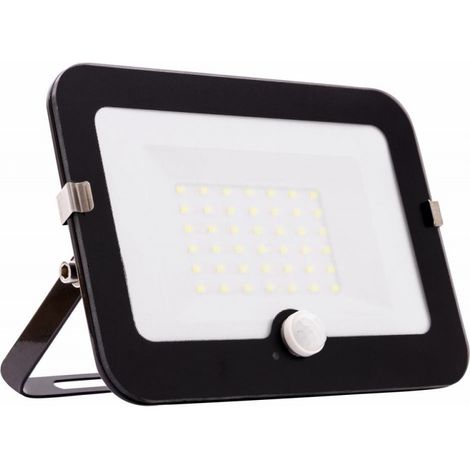Proyector LED negro de Mirano 30W con detector de movimiento