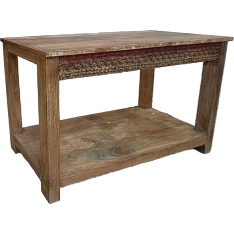 Recibidor de madera acabado artesanal marrón 122x39x79 cm