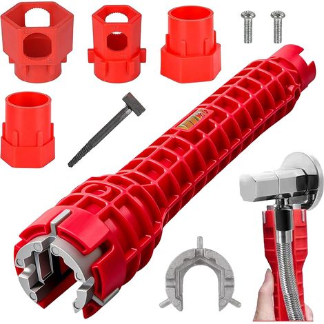 14-in-1 Faucet Installation Wrench, Multifunctional Faucet and Sink Installer Wrench, Water Plumbing Pipe Wrench, Suitable for Toilets, Bathrooms, and Kitchens (1/5)