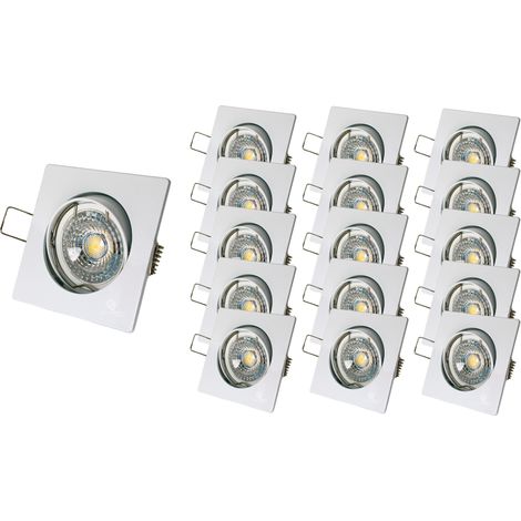 Lot de 15 Spot led carré blanc 230v 38° blanc chaud (1/4)
