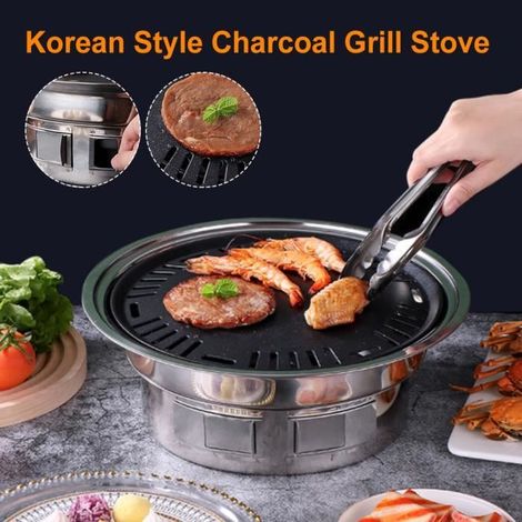 1 barbecue charbon, acier inoxydable, mini 35 x 23,5 x 12 cm, accessoires inclus, idéal terrasse et jardin
