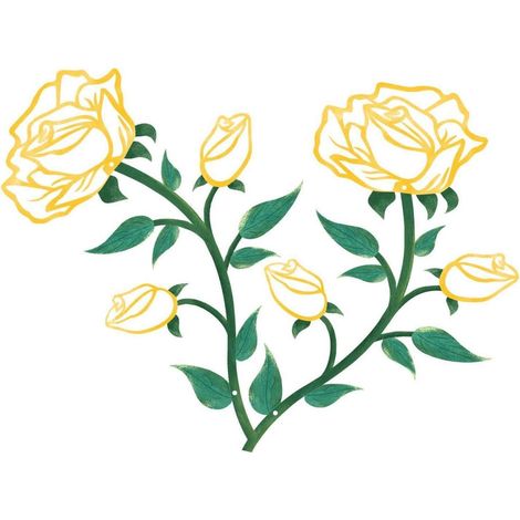 Wanddekoration Rosen Metall Wandkunst Ornament 2 Stücke Gelb Grün (1/5)