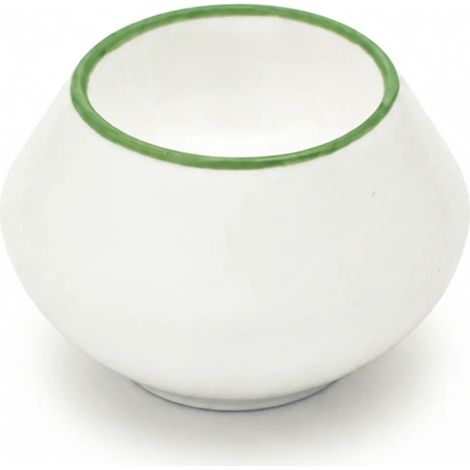 Huevera Duve con borde verde, porcelana Duka (1/5)
