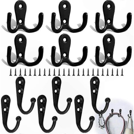 Crochets muraux vintage en métal - Lot de 20, crochets simples et doubles inclus pour manteaux, chapeaux, suspension décorative de jardin et solutions de rangement mural. (1/5)