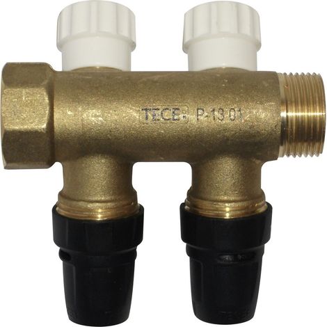 Collecteur TECElogo laiton avec vanne - Col. MF 3/4" avec vanne - Diamètre 16 - 2 sorties