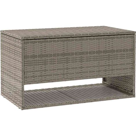 Coffre à coussins d'extérieur gris 100x55x55,5cm résine tressée CFW376780