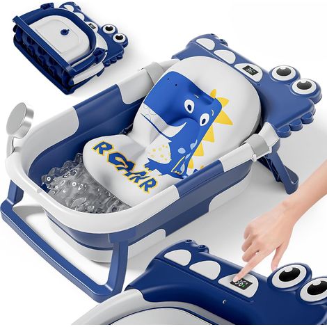 Baignoire Bébé Pliable XXL - 1 Unité - Avec Coussin Et Thermomètre - Siège De Bain Sécurisé - Pour Nouveau-né À 3 Ans (1/5)