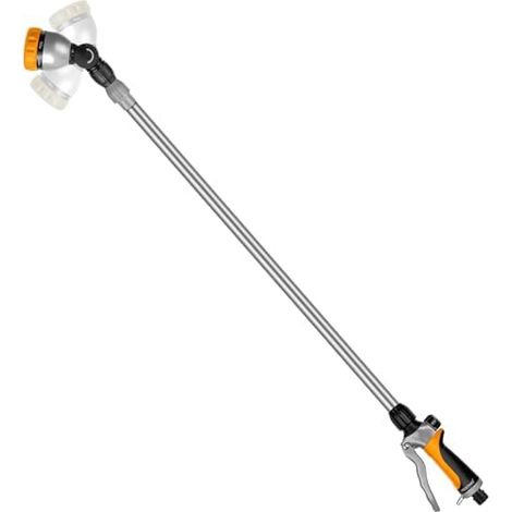 Baguette d'arrosage en métal de 91 à 152 cm, long tube télescopique Tête à cliquet réglable à 180° 7 modes de pulvérisation Contrôle du débit, pulvérisateur de tuyau d'arrosage pour (1/5)