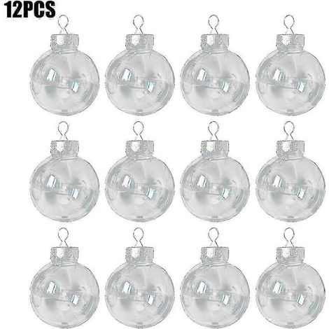 Boules de Noël en verre transparent, 12 pièces x 60 mm (1/5)
