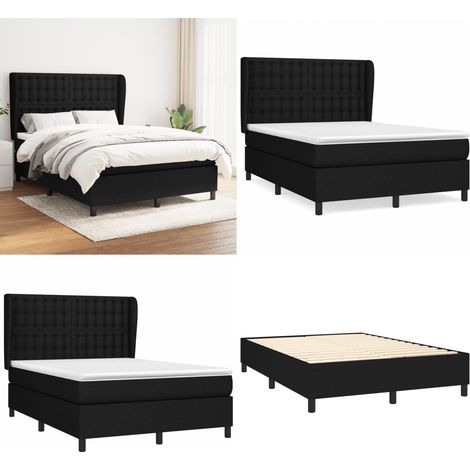 Boxspringbett mit Matratze Schwarz 140x200 cm Stoff - Boxspringbett - Doppelbett - Schlafraum - Bettenrahmen - Lattenrost - Home & Living (1/5)