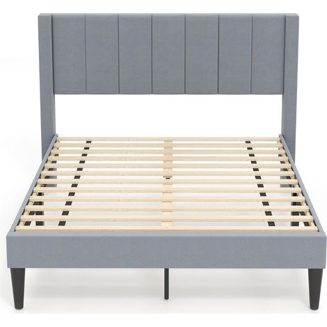 Base de cama tapizada de terciopelo gris, 200 x 140 cm