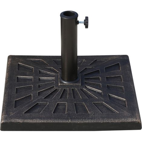 Pied de Parasol, 15 kg, Carré, Support et Poids pour Parasol à Tube de 38 mm, pour Balcon, Terrasse, Jardin, Bronze