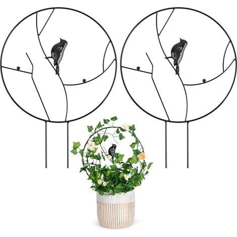 Set of 2 Garden Trellises - Metal Climbing Plant Support, 30cm x 40.5cm, Climbing Plant Support, Indoor Plant Support (1/5)