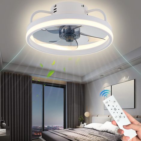 Ventilateur de plafond avec éclairage 55 W - 6 vitesses de ventilation - 3 températures de couleur - Télécommande incluse - 33 cm (1/5)