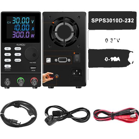 Fuente de alimentación, voltaje ajustable, salida de corriente confiable, 3010D-232-Black, CA 220V (1/2)