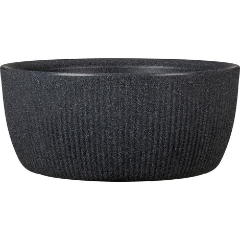 Scheurich Linetto  Bowl, bac à plantes en plastique, couleur : Stony Grey, diamètre 38,6 cm, hauteur 17 cm, volume 11,9 l.