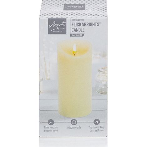 180mm Premier Christmas Cream Flickerbright Candle with Timer (1/5)