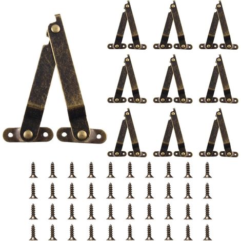 10 Stück Klappscharniere, Deckelscharniere, antike Scharniere mit Schrauben für Holzkisten und Schränke