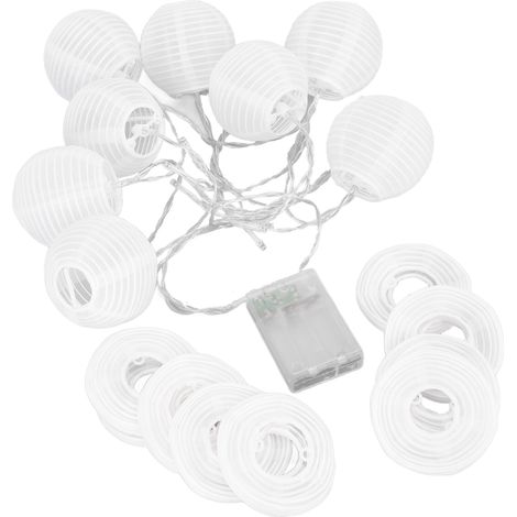 Guirlande lumineuse LED Mini lanterne en nylon blanche à suspendre, idéale pour la décoration intérieure et extérieure (terrasse, mariage, fête). (1/5)
