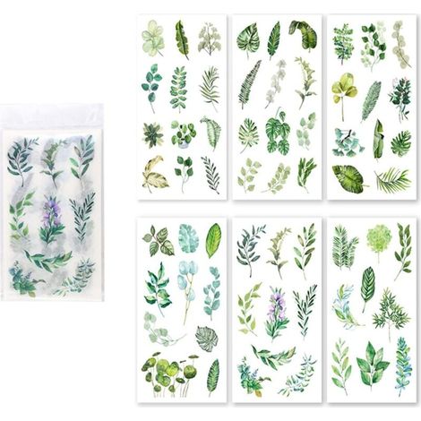 Album photo 12 stickers plantes vertes feuilles fleurs (1/4)