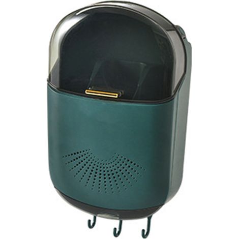 Porte-baguettes mural anti-poussière, 3 compartiments, grande capacité, boîte de rangement pour ustensiles avec couvercle, vert