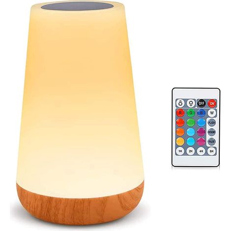LED-Nachtlicht, Nachttischlampe, bunte Touch-Nachtlampe, Fernbedienung, wiederaufladbar mit einstellbarer Helligkeit, für Schlafzimmer, Kinderzimmer und Wohnzimmer [Energieklasse F] (1/5)