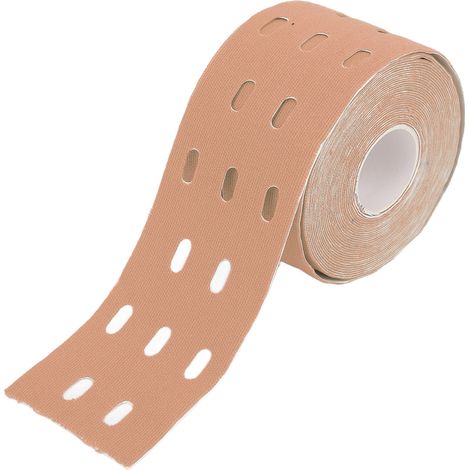 Bande élastique adhésive pour sport avec trous de ventilation, couleur chair, usage épaule poignet cheville, ruban de contention musculaire. (1/5)