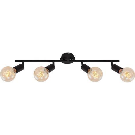 Spot, plafonnier à 4, rétro/Vintage, Lampes tournantes et pivotantes, 4X E27, Max. 60W, métal, Noir, 60 W (1/3)