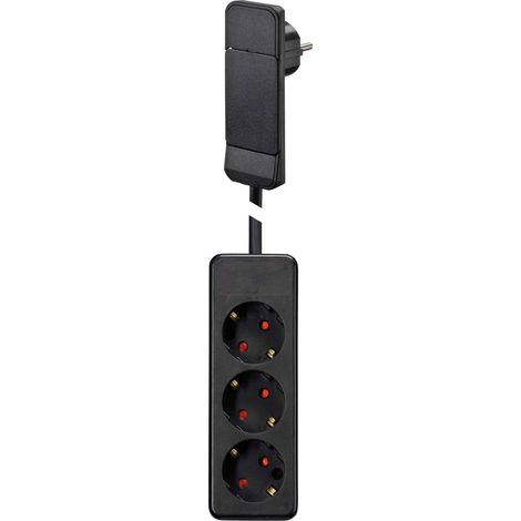 Multiprise GEBRO 104551, 3 prises, avec prise plate SmartPlug, noir