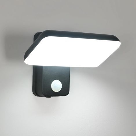 16W Applique Murale Exterieur, Applique Exterieur avec Detecteur De Mouvement, IP65 Eclairage Exterieur avec Detecteur, Rotatif Lampe Exterieur Murale pour Jardin Terrasse, Noir 6500K (1/5)