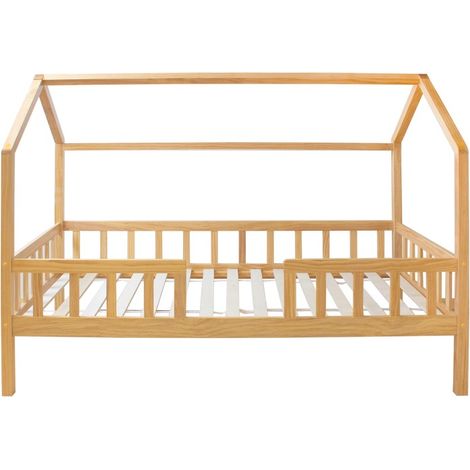 Cama casita con barandilla madera pino 90x190cm