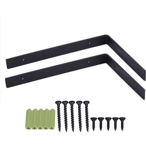 1 Paire de Supports Mural en Fer pour Étagères en Bois, Usage Lourd, DIY Décoration Intérieure (1/5)